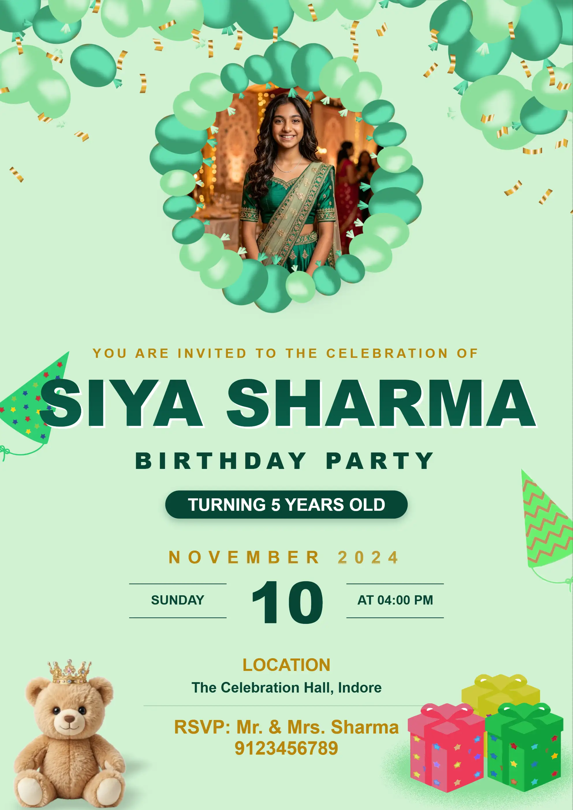 1st birthday invitation card online editing free for kids party