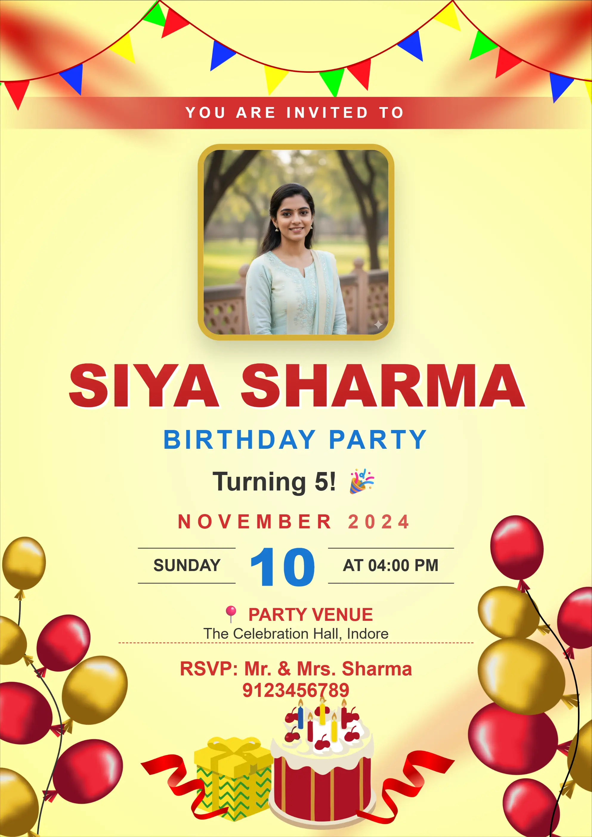 Kids birthday invitation card template free download