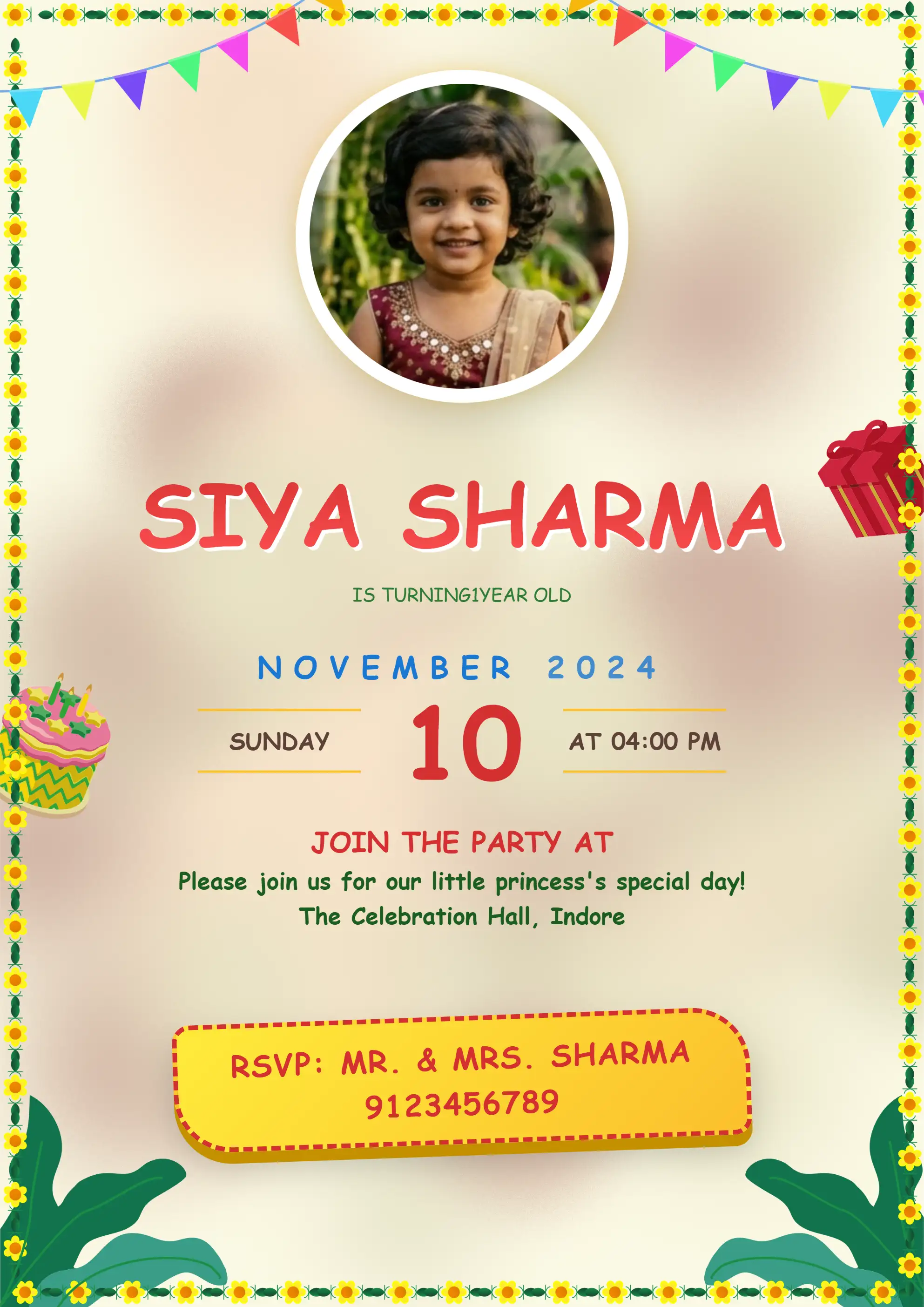Baby Special 1st Birthday Invitation Card Template