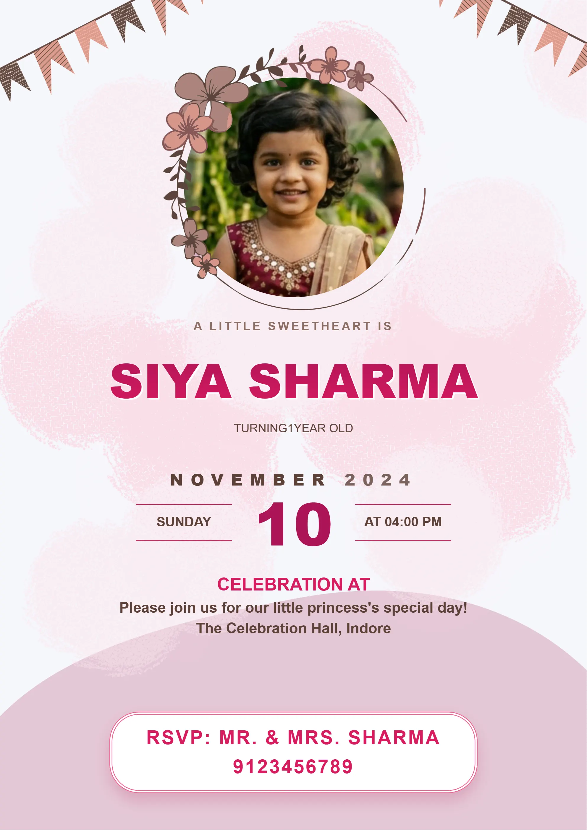 Cute Designs Baby Boy First Birthday Invite